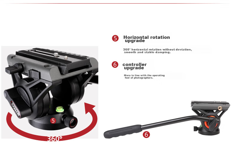 COMAN Professional Tripod, Camera Tripod, DSLR Hydraulic Head, Camera Stand, Live Streaming Photography, Load Capacity 10KG, Stable Universal Tripod KX3636F 8