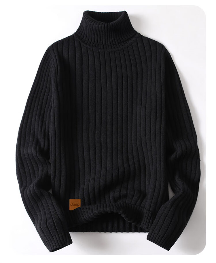 JEEP Men's Sweater, Autumn And Winter Turtleneck Knit Sweater, Men's Warm Top, Men's Base Layer, Black, 3XL 1
