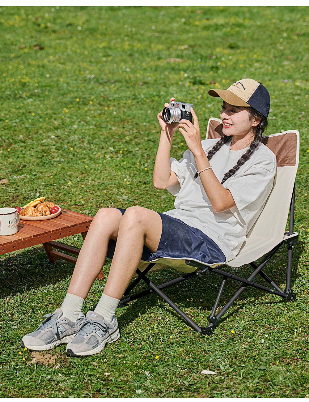 Xiao Mo Folding Recliner Chair with Padding Moon Chair Outdoor Portable Camping Chair Office Lazy Nap Folding Bed 16