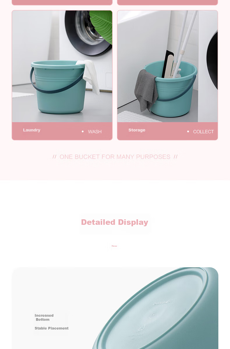 CHAHUA Water Bucket, 14.4L Large Plastic Bucket, Laundry Foot Soak Bucket, Car Wash Water Storage Bucket, Thickened Mop Bucket* 10