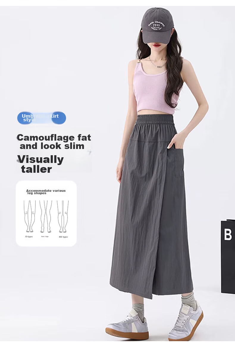 FitonTon Yamamoto Workwear Skirt Pants for Women, 2025 Popular High-Waist A-Line Bodycon Skirt Wide-Leg Trousers for Wome 9