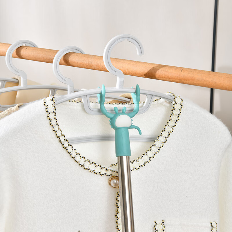 FK Retractable Stainless Steel Clothes Drying Rod with Hooks, Cartoon Cute Desig