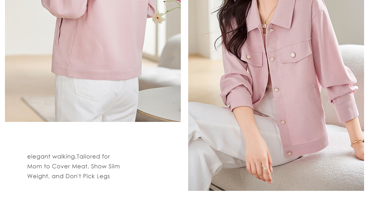 Taxiang Women's Short Jacket, Spring And Autumn Thin Style Cardigan Top, Solid Color Lapel, Commuter Women's Casual Coat T141F3861 16