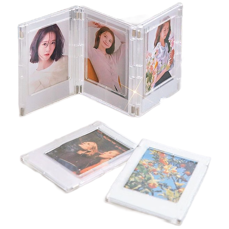 Yiju Changning 3-Inch Magnetic Photo Frame Refrigerator Magnet Couple Hollow Ins Style Polaroid Photo Small Ornament Set of 2