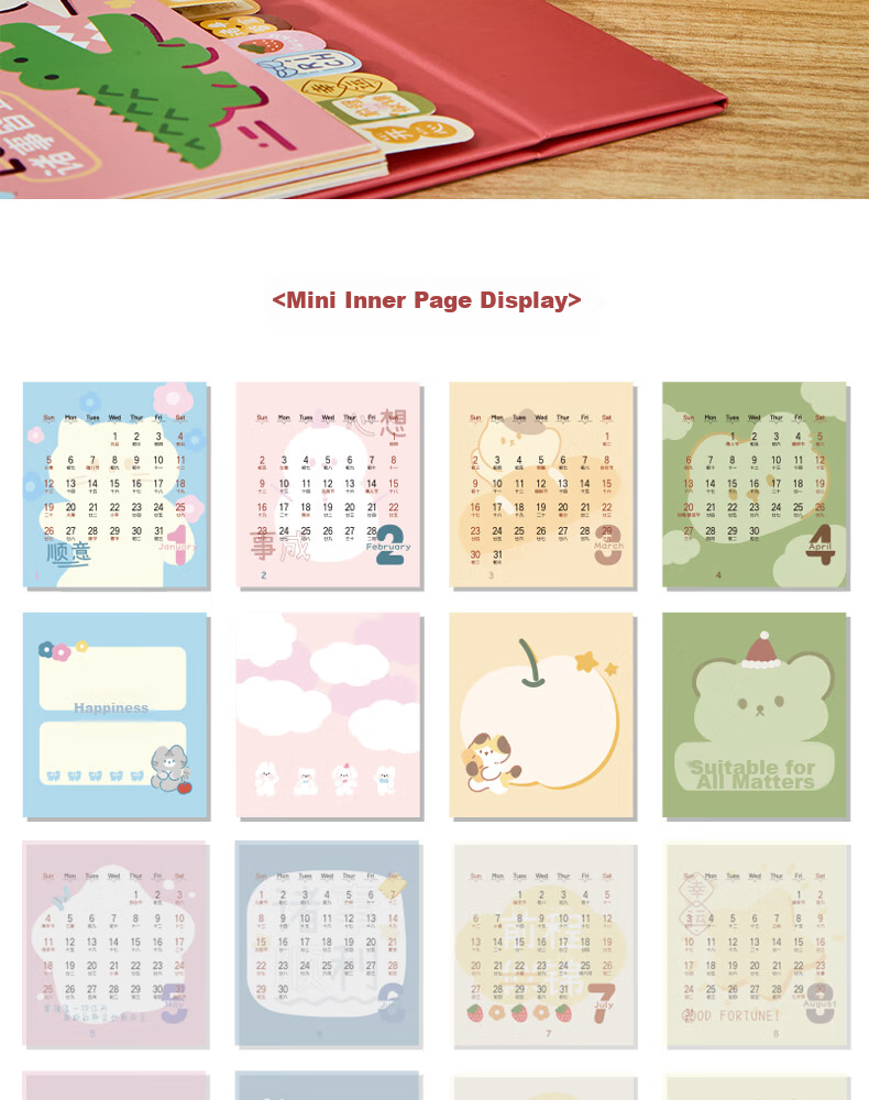 Class 3-2 2026 Creative Cartoon Lucky Desktop Calendar Small Ornament 2025 Monthly Planner Daily Countdown Memo Large Size 15