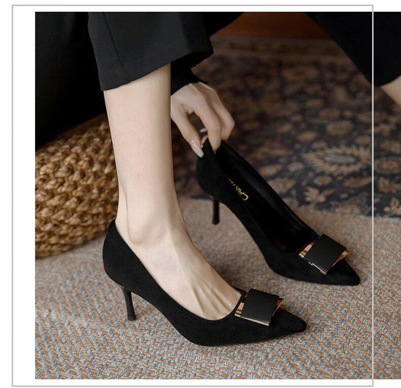 CARTELO Thin Heel High Heels, Comfortable Black Shoes, KCC-6688 Black (3cm), Size 33 10