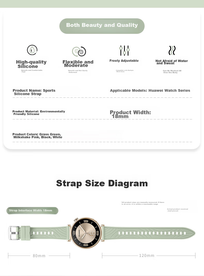 Weiqiantu [Women's Silicone] Watch Band Compatible with Huawei GT7/GT6/GT5/Watch6/6pro/watch5/GT5Pro/GT4, Women's Sports Silicone Strap, 41mm 2