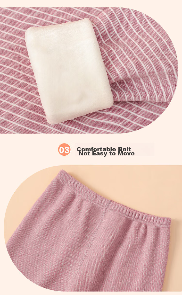 LangSha Children's Thermal Underwear Set, Girls' Autumn And Winter Yang Ion Fleece Pajamas, Home Wear, Girls' Autumn Top And Pants Set, Pink-Wide Stripes, 130 (Recommended Height 120-130cm) 19