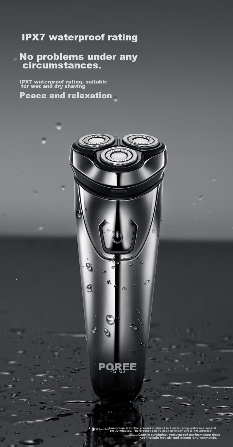 FLYCO Electric Shaver for Men, Rechargeable Portable Three-Head Razor with Wet And Dry Dual Shaving, Fully Washable Body, Birthday Gift, Boorui PS163 5