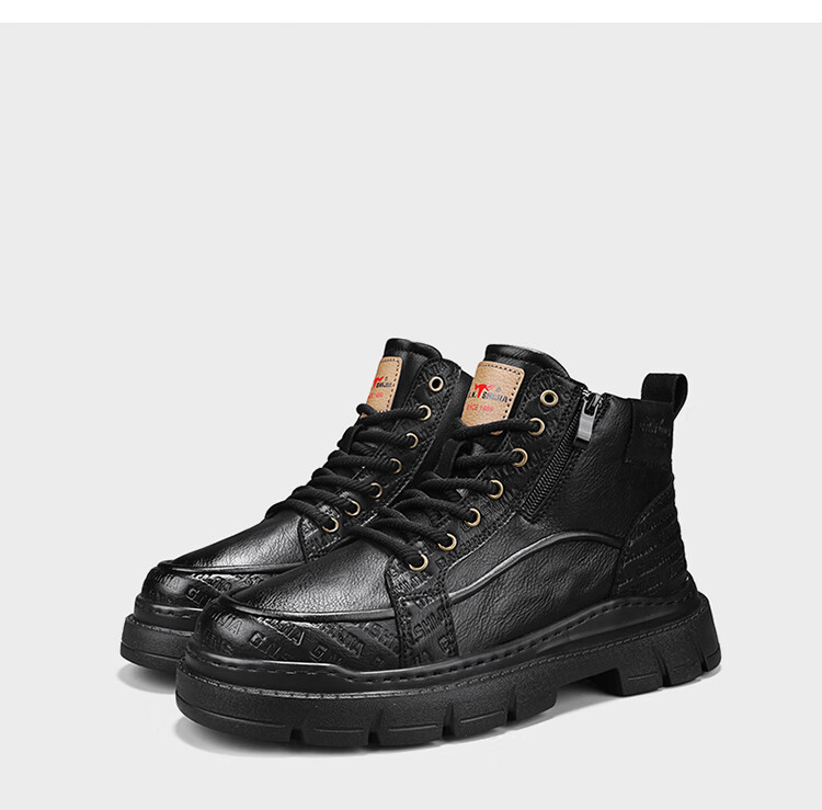 Bull Family Martin Boots Men Autumn Winter New Thick Sole Wear-Resistant Work Boots Trendy Retro Casual Outdoor Hiking Shoes 15
