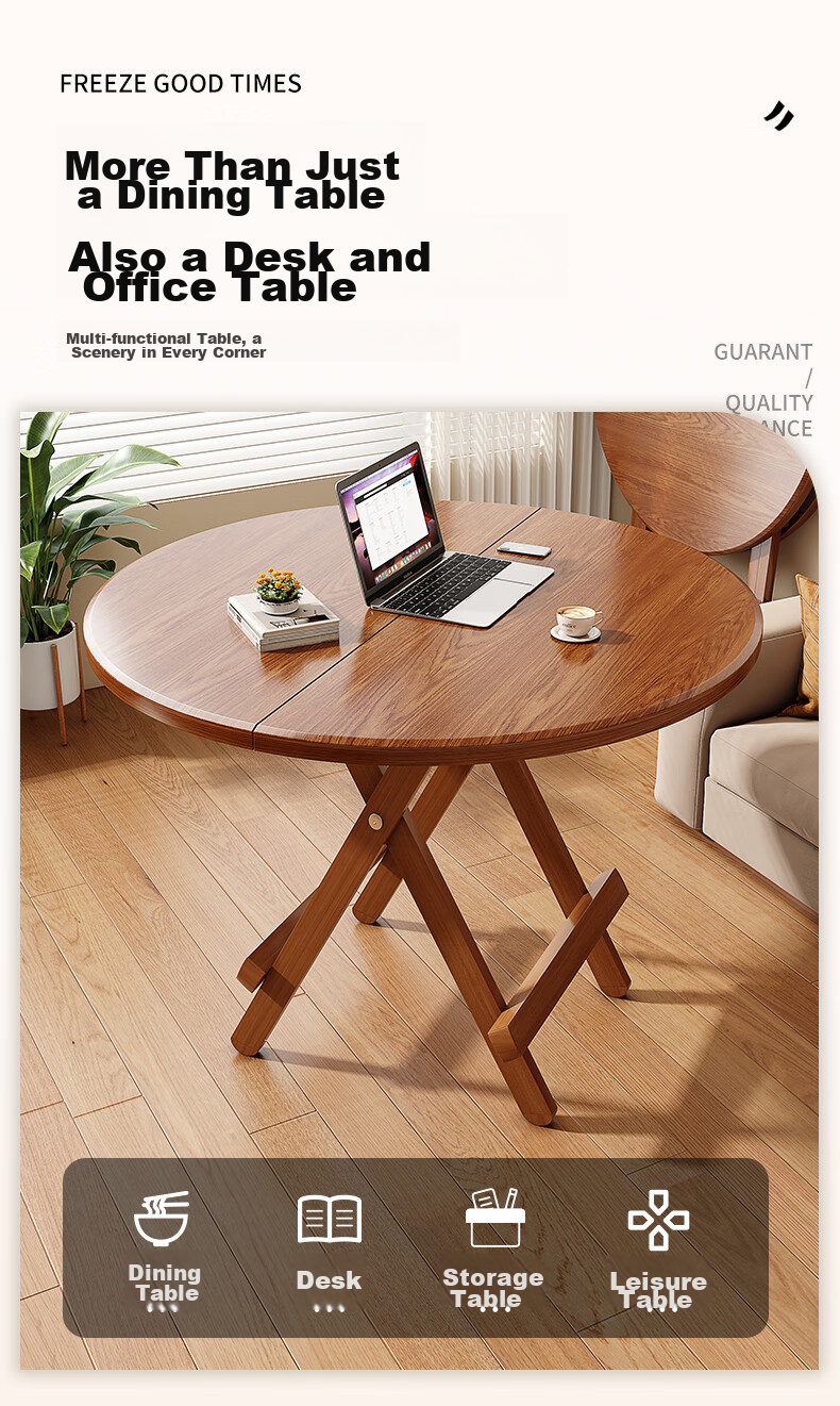 Chibailun Folding Table, Home Folding Dining Table, Compact Round Table for Small Apartments, Simple Portable Small Table 3