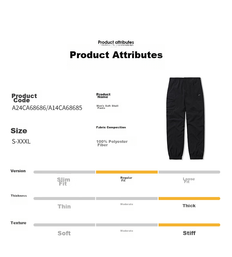 CAMEL Men's Fleece-Lined Water-Repellent Softshell Pants, Fleece-Lined Hiking Sports Pants [Volcanic Rock Heating] 8685 16