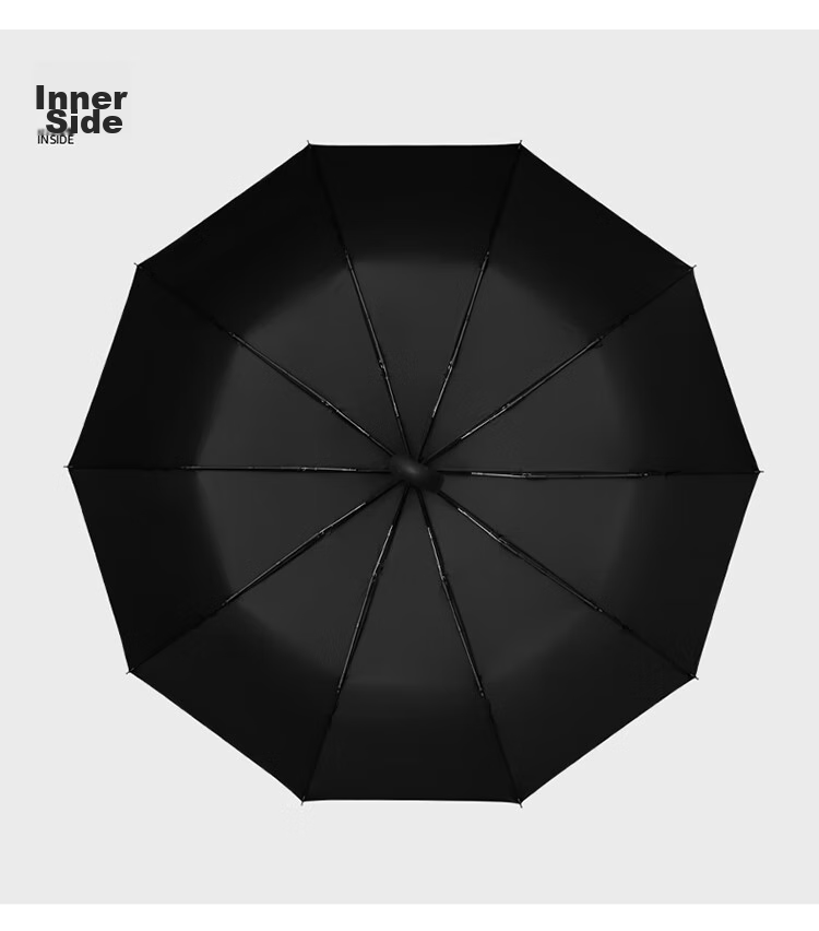 C'mon Fully Automatic Umbrella, Three-Fold Large Size, Sun Protection Umbrella, Sunshade Umbrella for Men, Automatic Folding Umbrella with Ring, Black 8