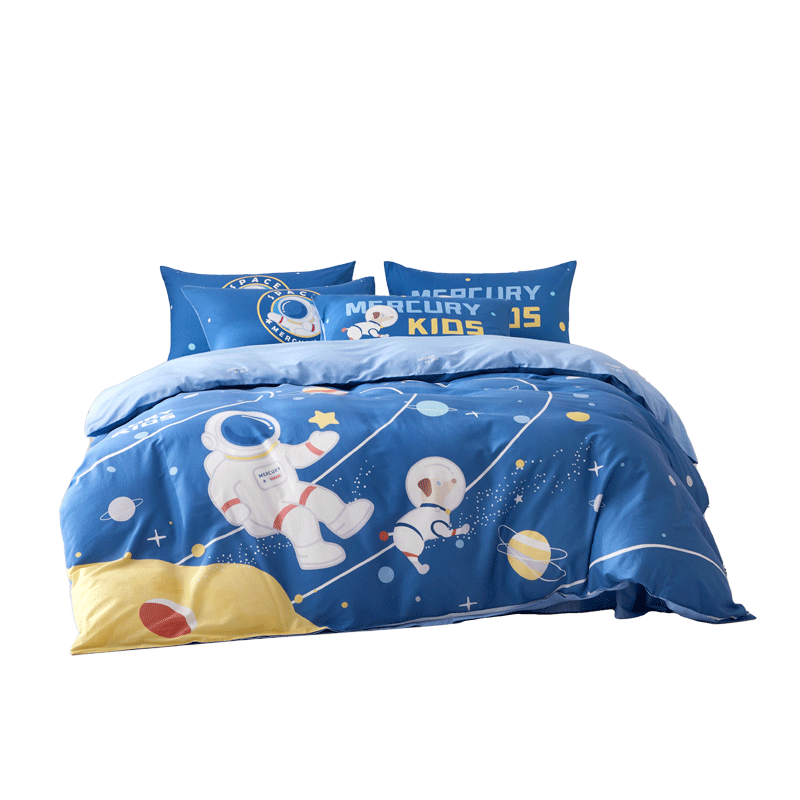 MERCURY Kids Four-Piece Bedding Set, Class A Pure Cotton, 100% Cotton Bed Sheet Set, Single Duvet Cover And Pillowcases, 220*240cm