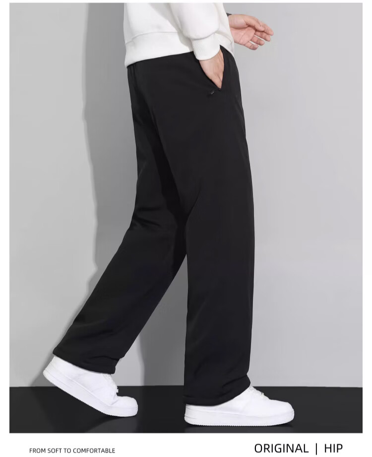 LangSha Men's Lamb Fleece Thermal Pants Winter 2025 New Graphene Knee Protection Fleece Lined Thickened Cotton Casual Trousers 4