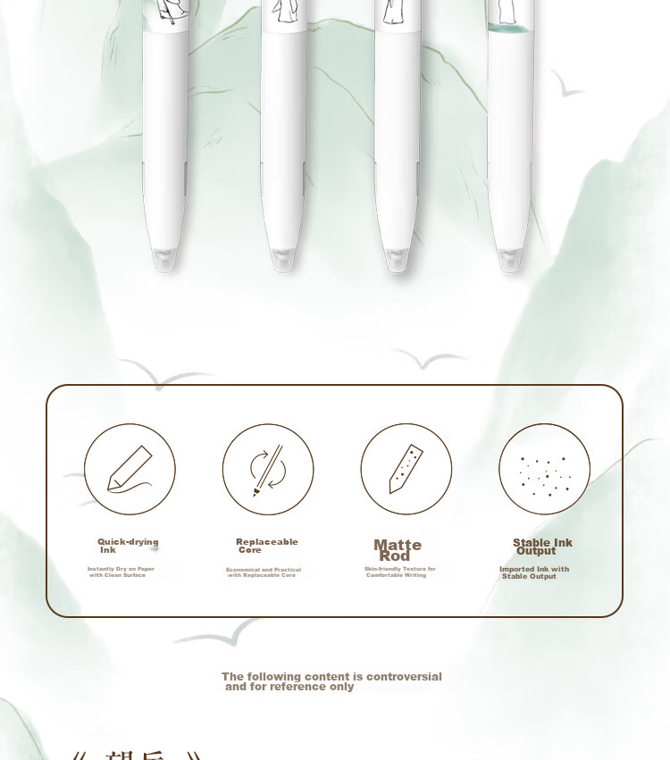 LOPET Stationery Non-Slip Retractable Gel Pen, Stylish Design, 0.5mm Black Ink, Quick-Drying Signing Pen, Student Exam Writing Pen LT-1335 [Chang'an · Du Zimei] 2