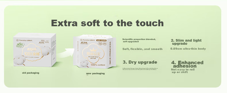 PurCotton Princess Antibacterial Ultra-Pure Cotton Pads, Ultra-Thin for Daily Use, 3 Packs (150*60cm) 1