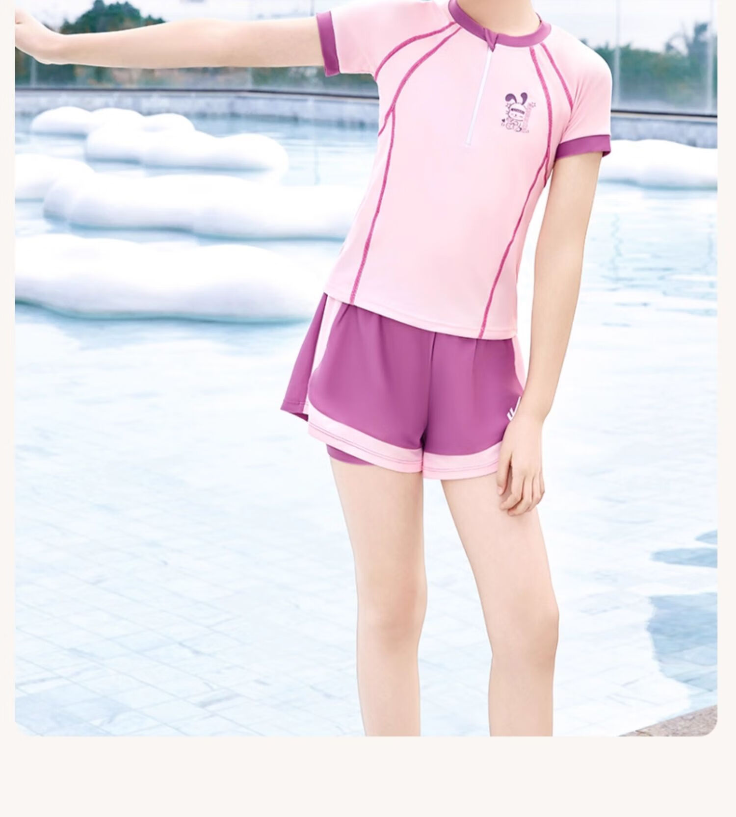 Huili Girls' Two-Piece Swimsuit for Summer, Big Kids, Hot Springs, Anti-Exposure Swimwear 35339H1I Purple 135 11