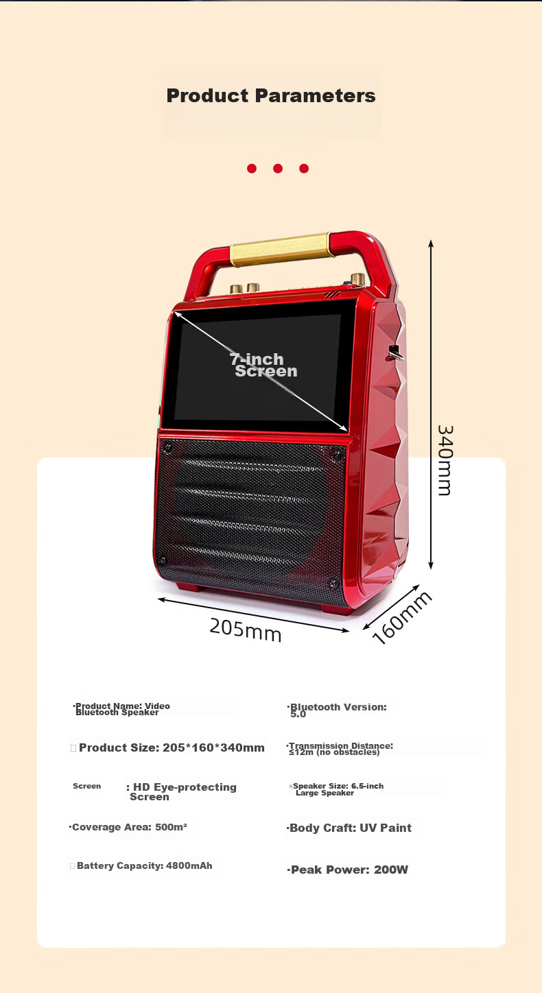 Huabao 1052 Bluetooth Dual Microphone Square Dance Speaker with Display Screen, Outdoor Portable Karaoke Speaker, Home All-In Machine for Singing And Square Dancing 10