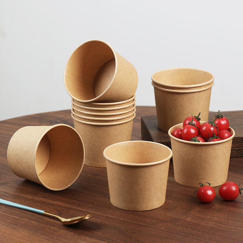 Fangcaodi Disposable Paper Bowls, 750ml*50 Pieces, Bamboo Fiber Takeout Boxes, for Sweet Porridge, Sour And Spicy Noodles, Instant Noodles, Picnic Use, without Lids