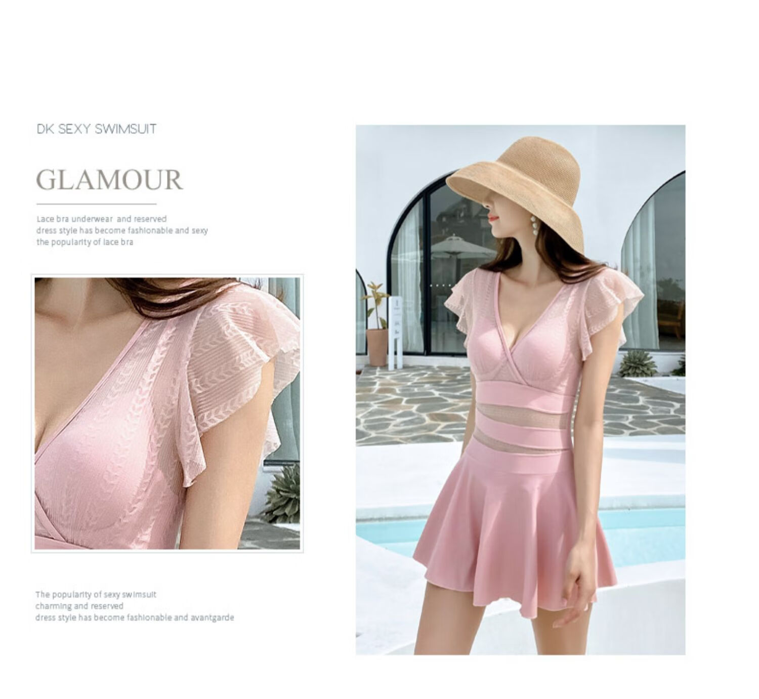 DK Swimsuit for Women, 2026 New Style, Sexy Push-Up, Conservative, Tummy-Concealing, Slimming, One-Piece Dress-Style Hot Spring, XL 10