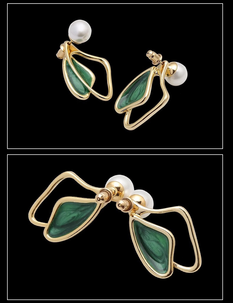Eternelle French Eternal Original Butterfly Series Earrings, Niche Design New Style Ear Rings, Forest Green (925 Silver) 3