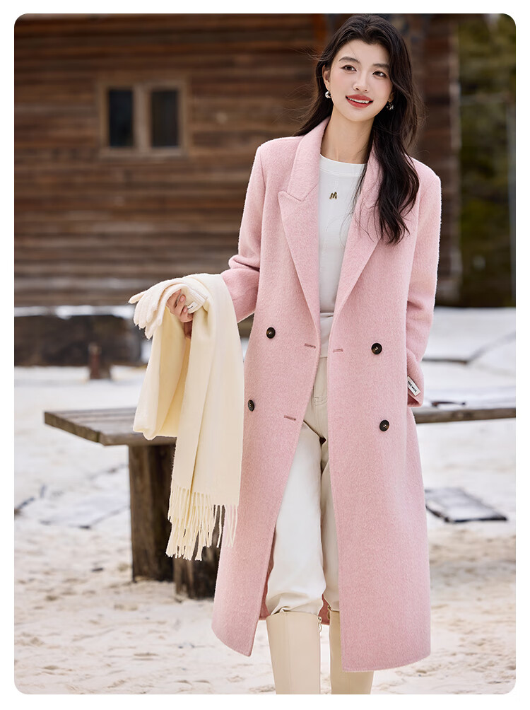Bailuyu Wool Double-Faced Coat with Suit Collar, Straight Slim Fit, Winter 2025 New, Dark Gray, Women's M 6