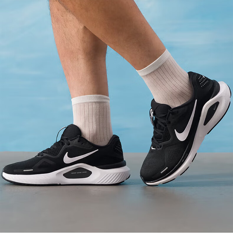NIKE STRUCTURE Men's Professional Road Running Shoes, Sports Shoes HJ1102-002, Black And White, Size 42 2