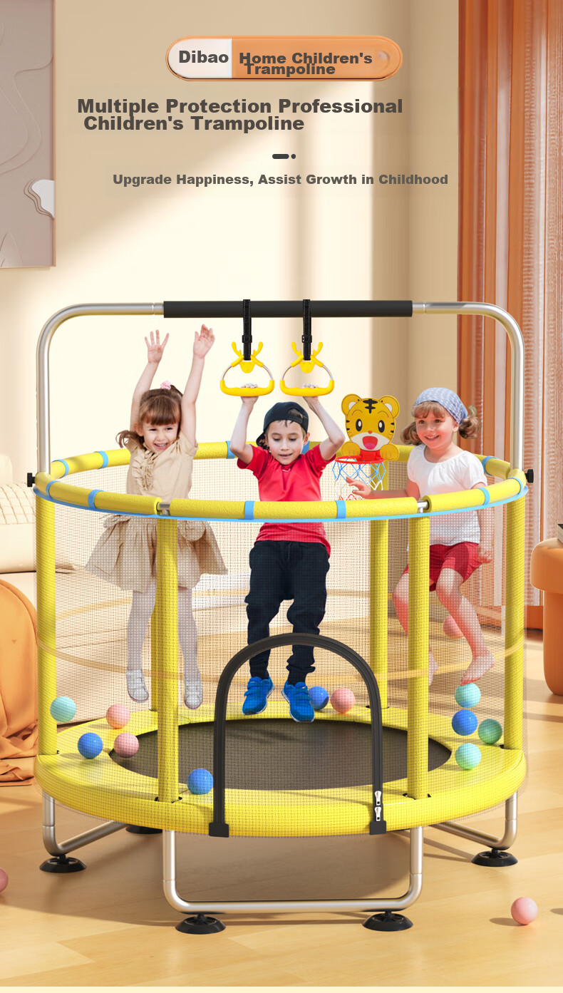 DIBU Indoor Trampoline for Children Aged 2-10, Home Use Exercise Fitness Bouncy Bed, Baby Jumping Toy Trampoline 1