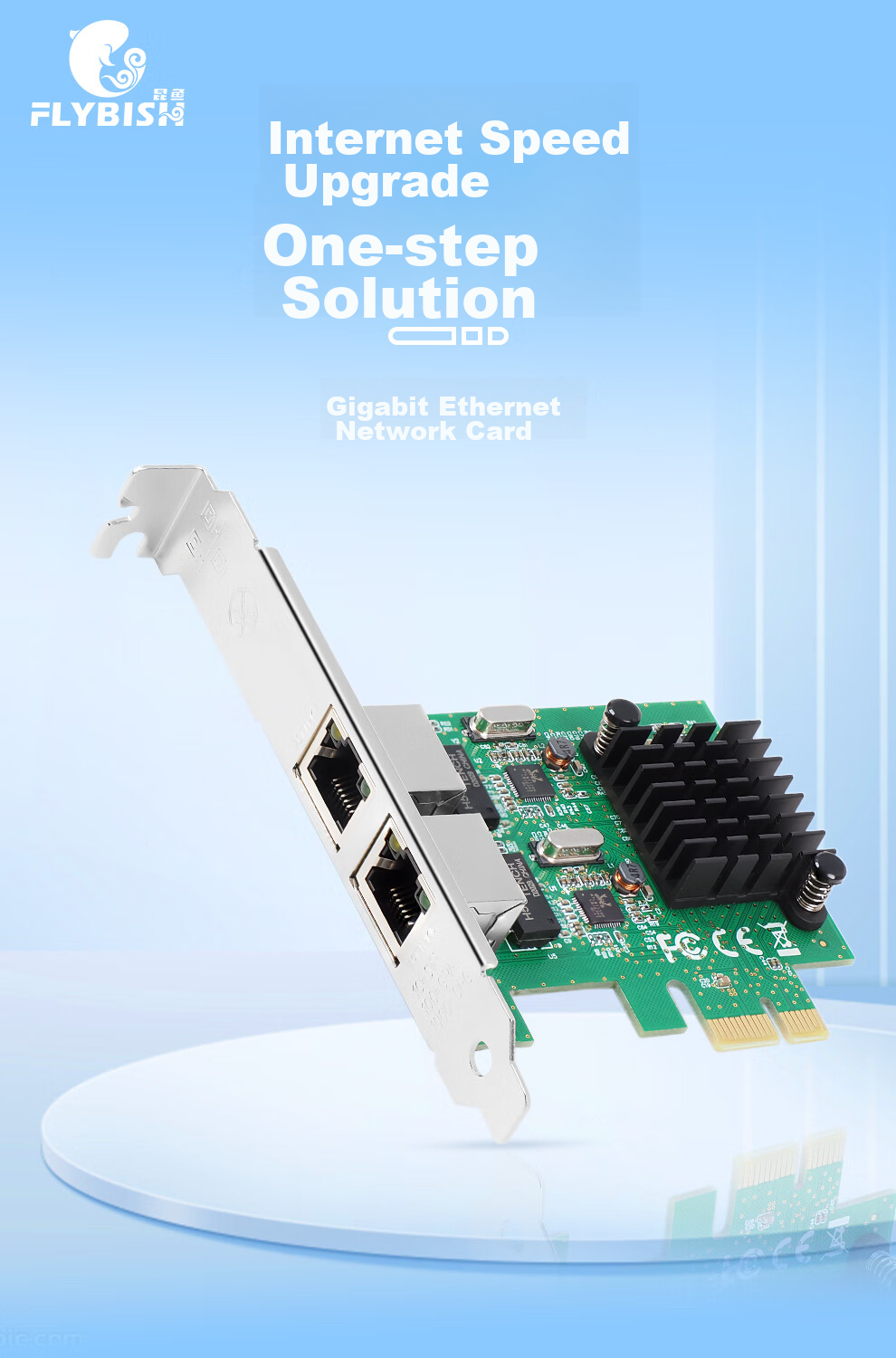 FLYBISH NA8111GN-T2 Dual-Port Gigabit Ethernet Card PCIe X1 Desktop Network Card RTL8111 Chip 1000M Network Card NAS Soft Router 1