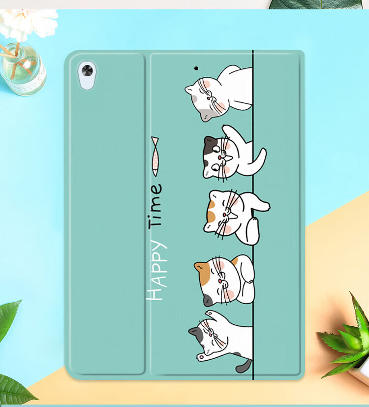 Shihan IPad Air 3 Case, 10.5-Inch IPad Pro Protective Cover, Ultra-Thin Full Protection Shockproof Stand, Cartoon Cute Design for Male And Female Students, Happy Cat Patter 11