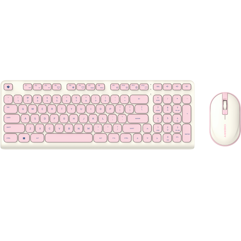 CHERRY DW2380 Wireless Keyboard And Mouse Combo Upgraded Version, 98-Key Quiet Keyboard And Mouse, Laptop Accessory for Girls, Cute Thin Film Design, Li Jiang Pink Color