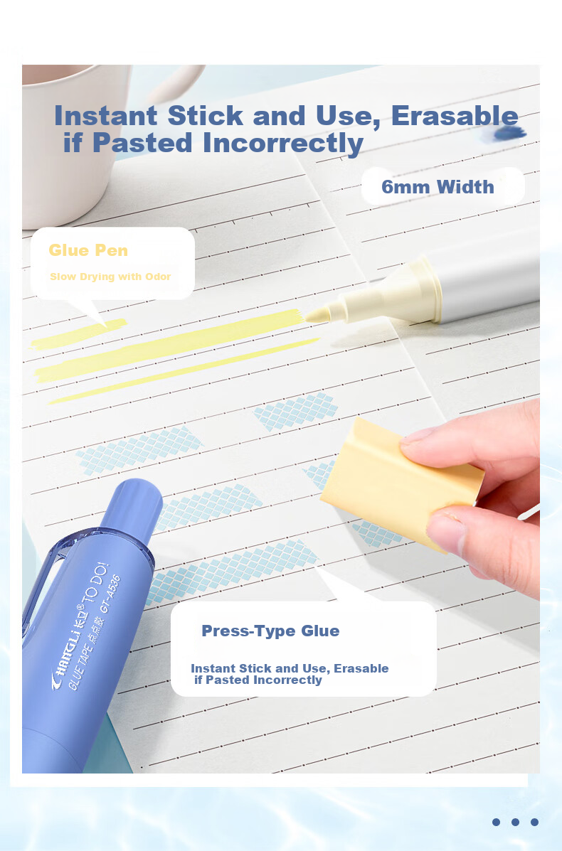 CHANGLi Gradient Push-Button Dot Glue, Aesthetically Pleasing Correction Tape, Strong Pointed Double-Sided Tape, Children's Craft Large Capacity Journal Tape, Elementary School Student Error Correction Adhesive Pen, High Viscosity 4