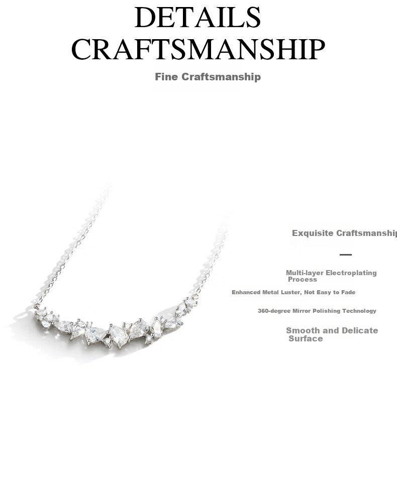 Fanci Wisteria Smile Necklace, White Silver Flower for Girlfriend Or Wife, Birthday Gift, Luxurious And Elegant 11