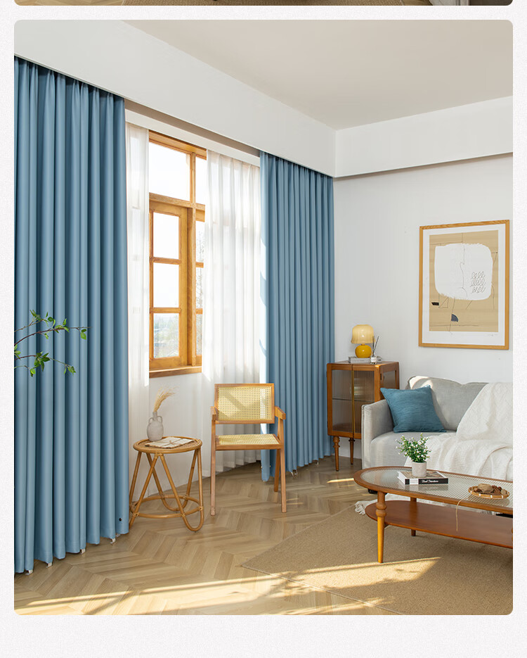 JD Original Black Beini Blue Curtains, 99% Blackout Finished Curtains for Bedroom And Living Room, Hook Style, Width 3m X Height 2.7m 11