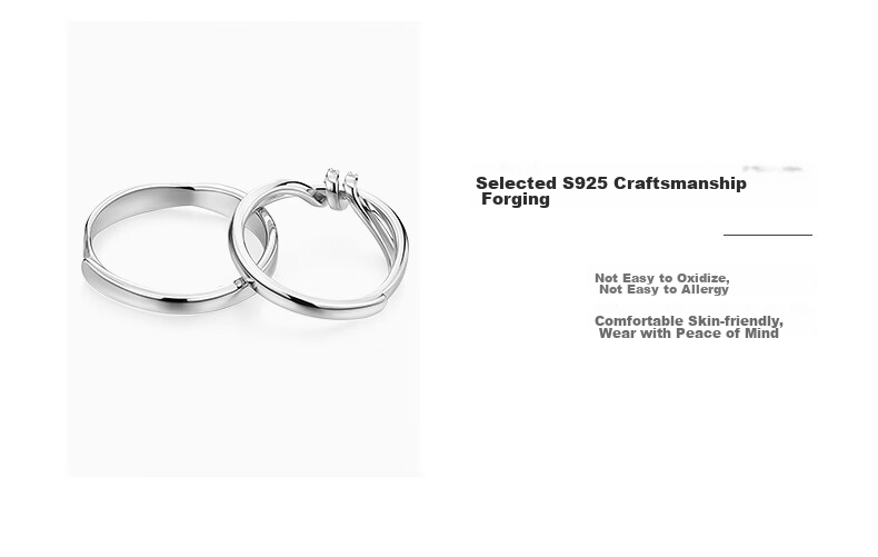 Kadiluo Love Interwoven 925 Silver Couple Rings, Adjustable Pair of Rings, Birthday Gift for Girlfriend 9
