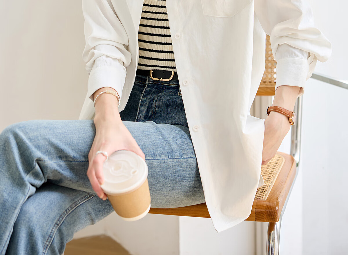 Taxiang Long-Sleeve Shirt for Women, Office Wear, Commuter White Shirt, Casual Loose Versatile Blouse Cardigan T141C2720 18