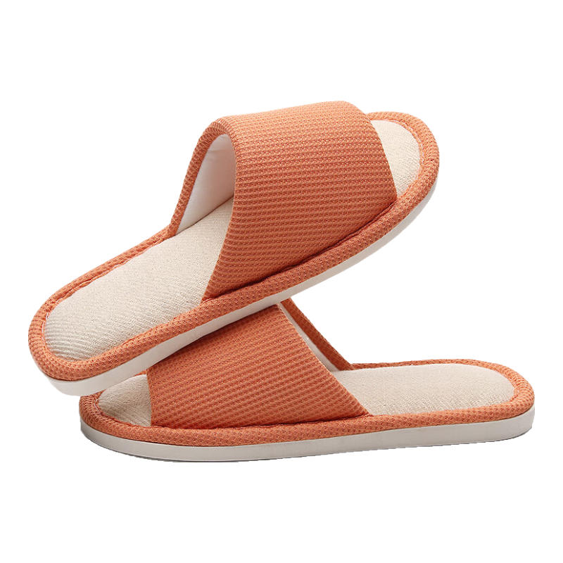 GUOLUOFEI Japanese-Style Linen Slippers for Men And Women, Indoor Couples Wooden Floor Soft-Soled Breathable All-Season Sandals, Orange, Size 38-39