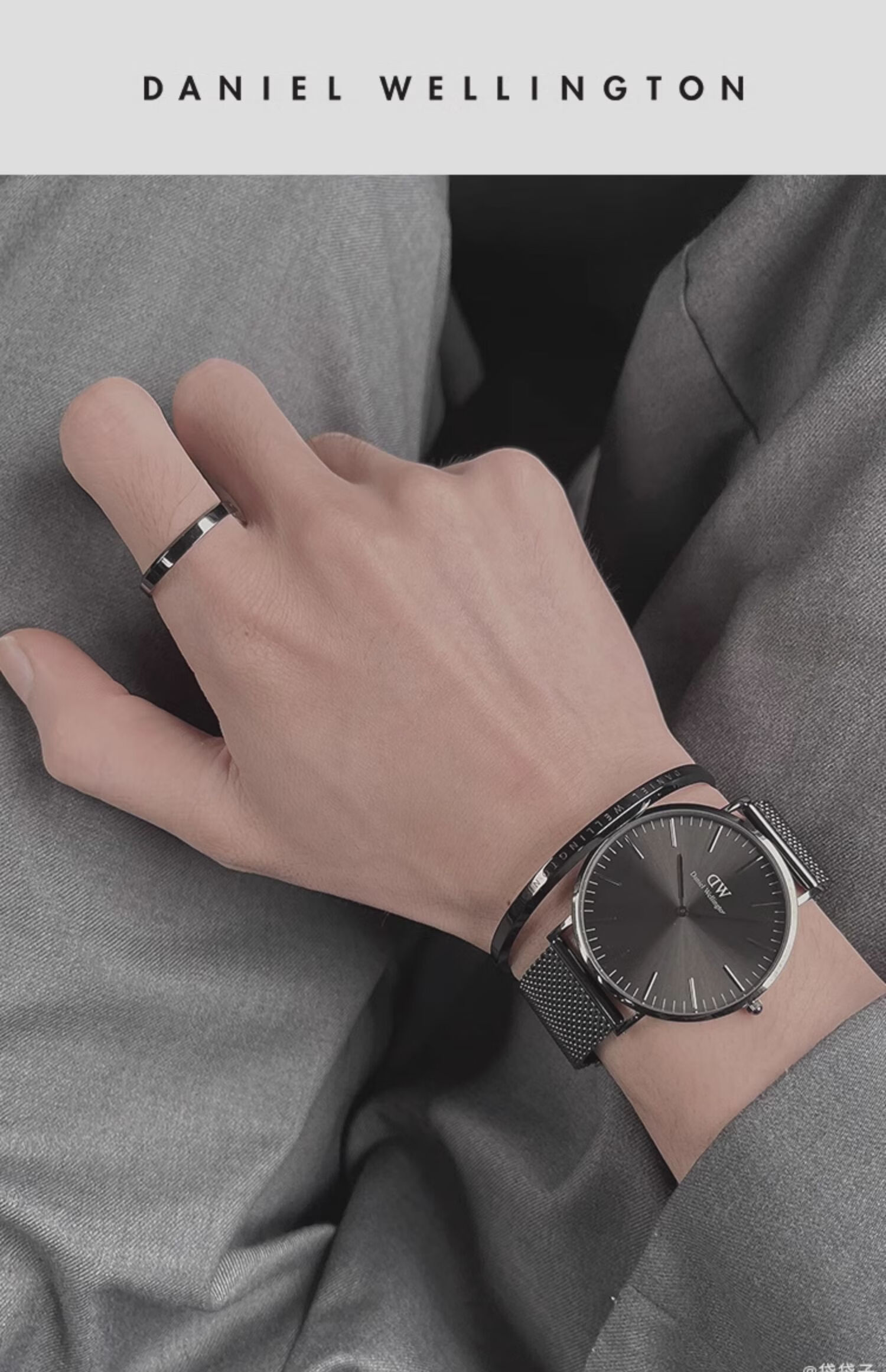 Daniel Wellington DW Ring for Women [520 Gift for Girlfriend] Classic Couple Ring Space Gray Size 48 DW370 1