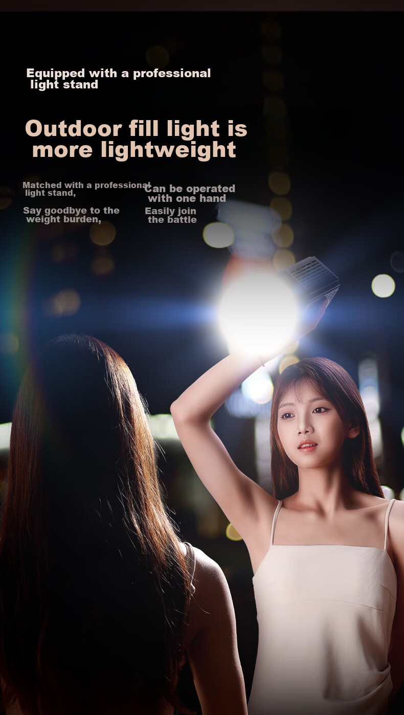CRENOV [12000mAh] 60W Dual Color Temperature COB Fill Light with Built-In Battery, Desktop Live Streaming Professional Photography Studio Clothing Studio Continuous Lighting Indoor Photography Portable Fill Light 11