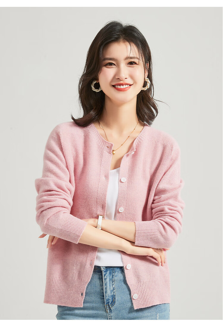 Jinju 100% Merino Wool Seamless Knit Cardigan, Autumn And Winter Classic Versatile Sweater Coat, Pure Wool Sweater for Women, Yellow-Green, Size L 12