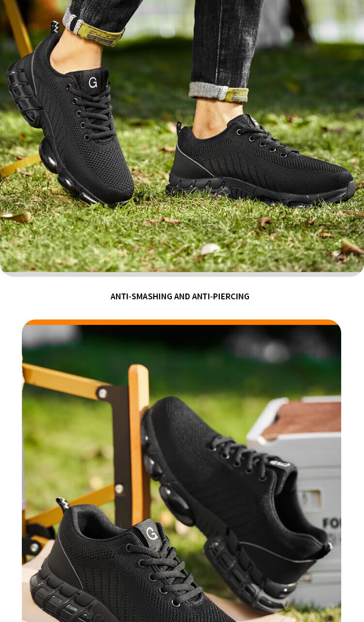 Jingtu Safety Shoes for Men with Steel Toe Cap, Puncture-Resistant, Wear-Resistant, Durable Construction Site Work Boots 3033 Size 42 12