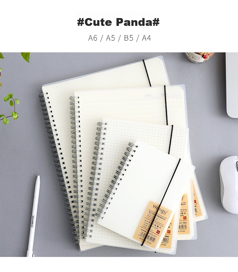 Wengu B5/80 Sheets Notebook, Spiral-Bound, Simple And Thick, for Office And Student Use, Stationery, PP Semi-Transparent Frosted Cover, Hard Shell, PPXQ001-1 (B5) Blank 5