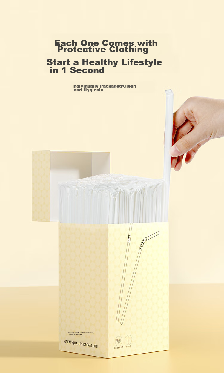 JD Original Disposable Straws, Individually Wrapped, Transparent Bent Straws for Babies And Postpartum Women, Food-Grade Contact Straws [300 Pieces] 7