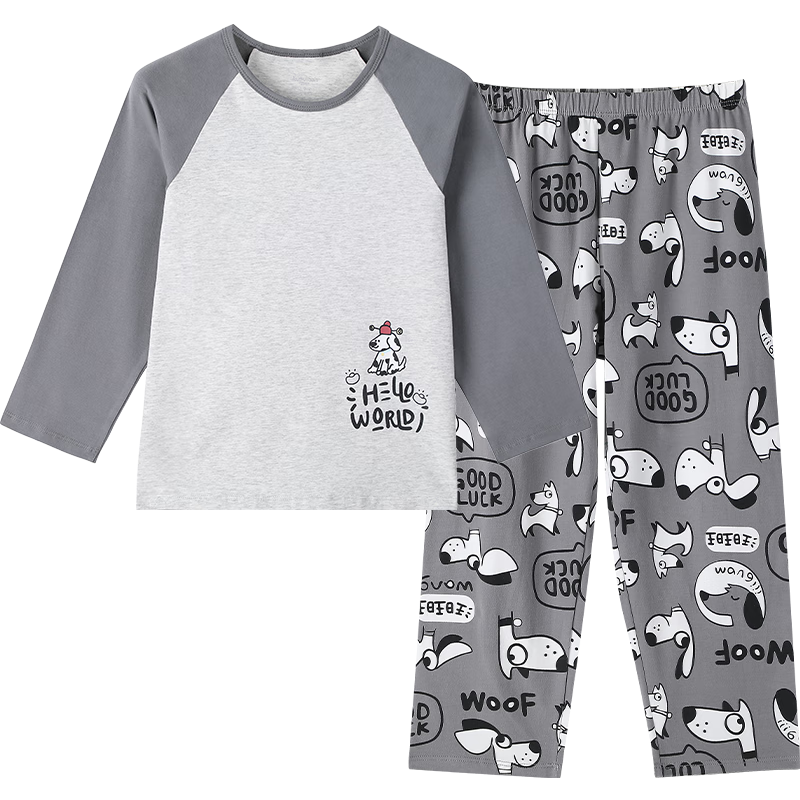 Jiusuiban Children's Pajamas Boys Baby Class A Pullover Crew Neck Autumn Clothes Autumn Pants Large Kids Skin-friendly Cotton Homewear Set