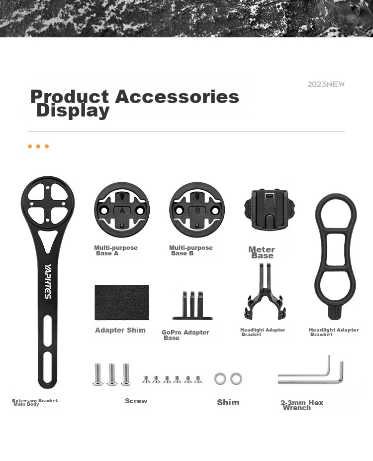 Yaphtes Bicycle Computer Mount, Road Bike Aluminum Alloy Extension Bracket, Handlebar Light, Sports Camera Integrated Handlebar, Extended Expansion Bracket 12