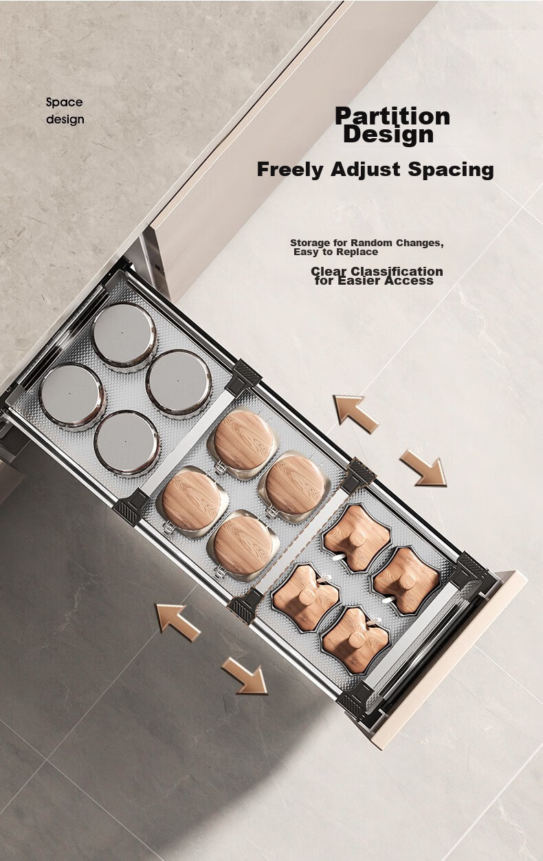Cobbe Gunmetal Gray Kitchen Seasoning Basket Three-Tier Storage Drawer Cabinet Under-Shelf Thickened Built-in Pull-Out Spice Rack 12