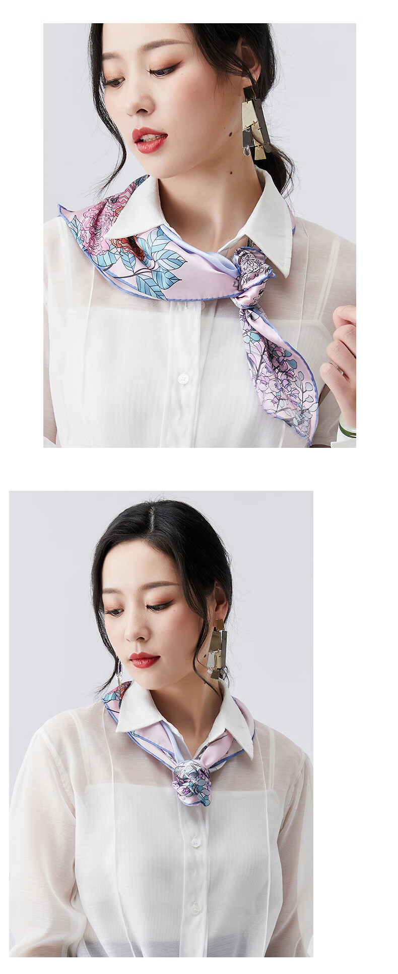 Embroiderer Silk 100% Mulberry Silk Scarf Gift Box Women's Square Scarf for Elders Mom Girls 38 Goddess Festival Gift 5