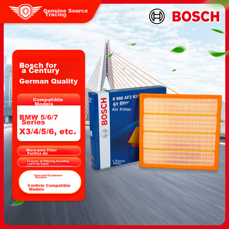 BOSCH Automotive Air Filter Element 2937, BMW 5 Series 535Li GT 535i 640i 740Li/X3 X4 X5 X6