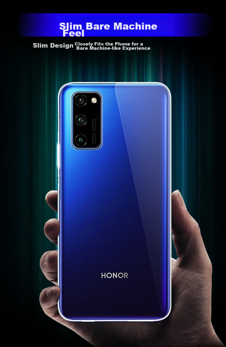 Freeson Phone Case for Honor V30 Pro, Slim Full Protection Shockproof Clear TPU Soft Shell (With Lanyard), Transparent 5